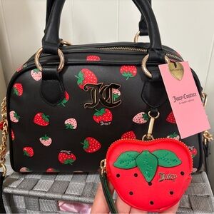 Juicy Couture Black Bag with Strawberry Design